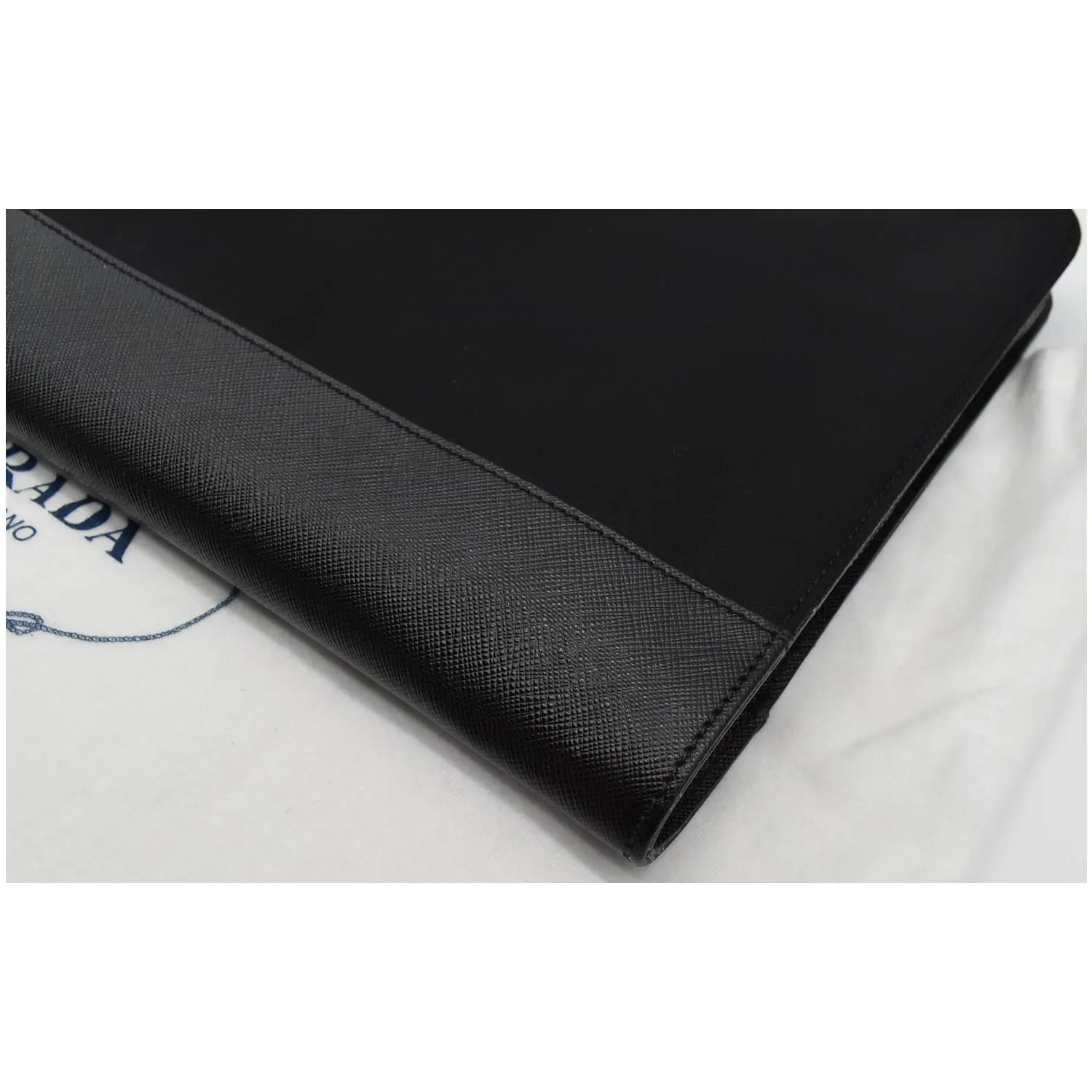 PRADA Document Nylon Leather Pouch Black