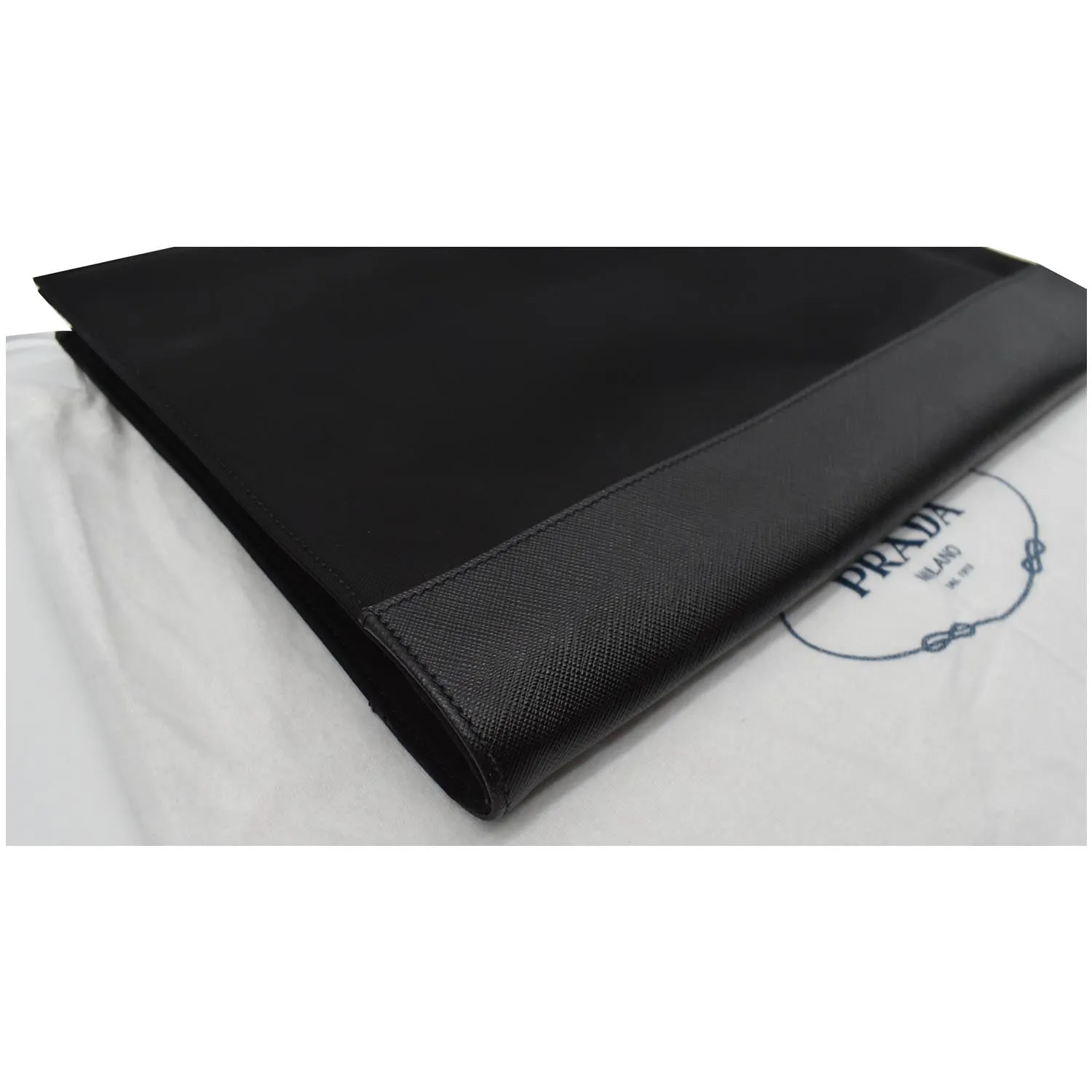 PRADA Document Nylon Leather Pouch Black