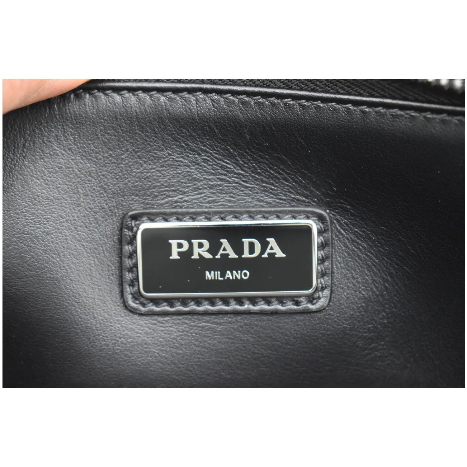 PRADA Document Nylon Leather Pouch Black