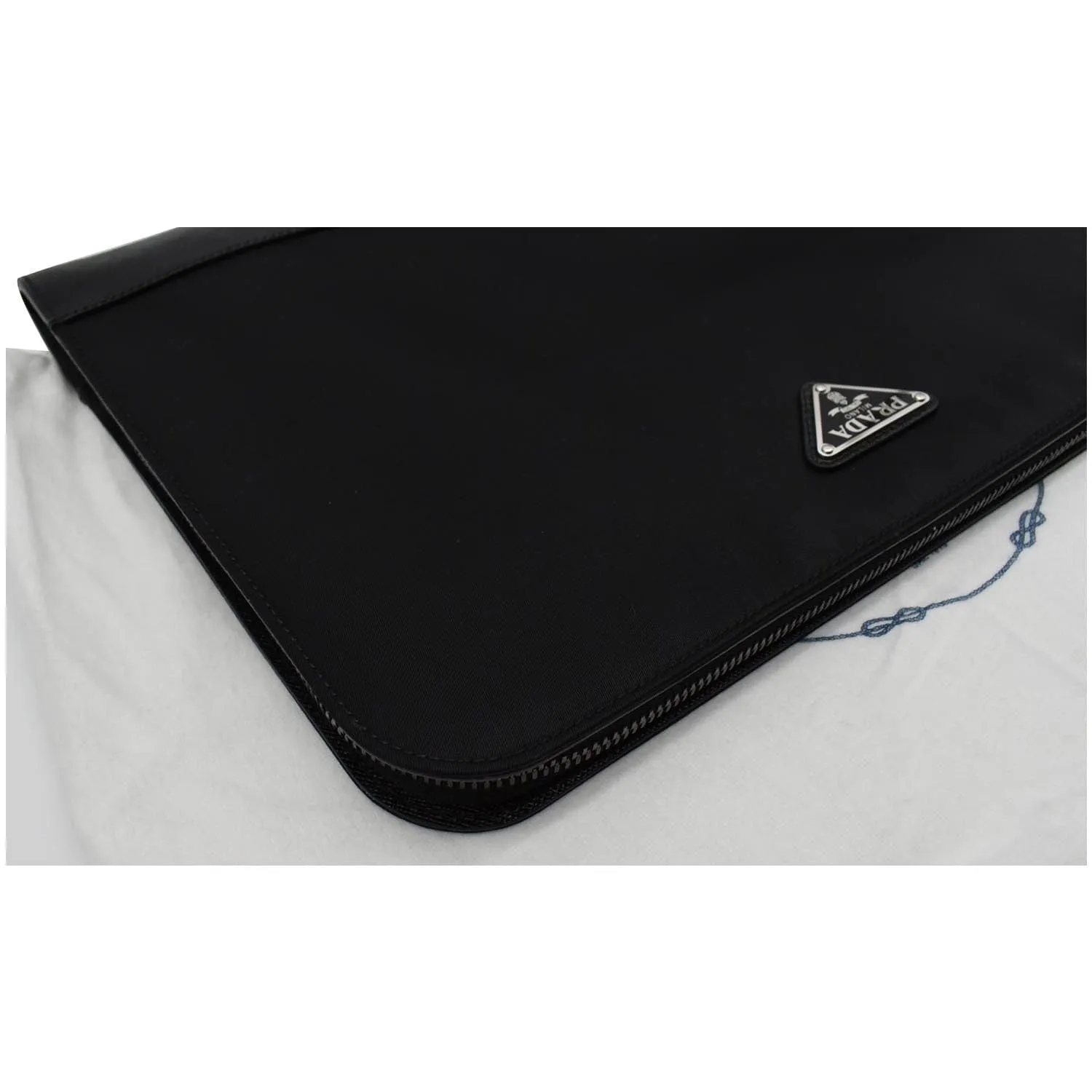 PRADA Document Nylon Leather Pouch Black