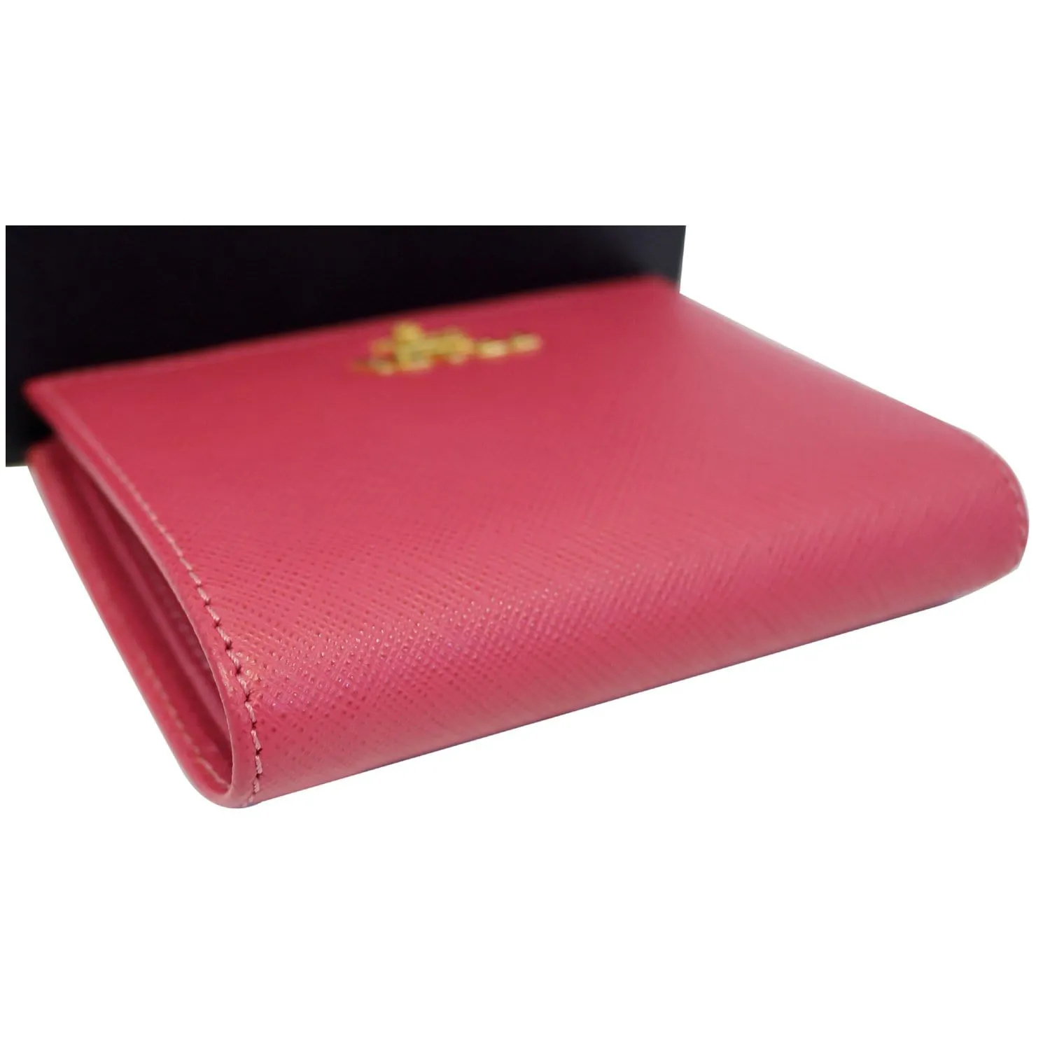 PRADA Saffiano Bi-Fold Card Wallet Red