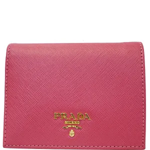 PRADA Saffiano Bi-Fold Card Wallet Red