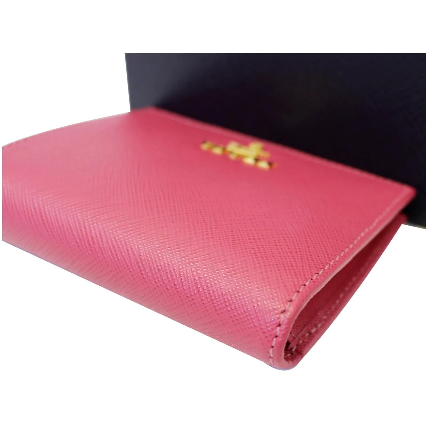 PRADA Saffiano Bi-Fold Card Wallet Red