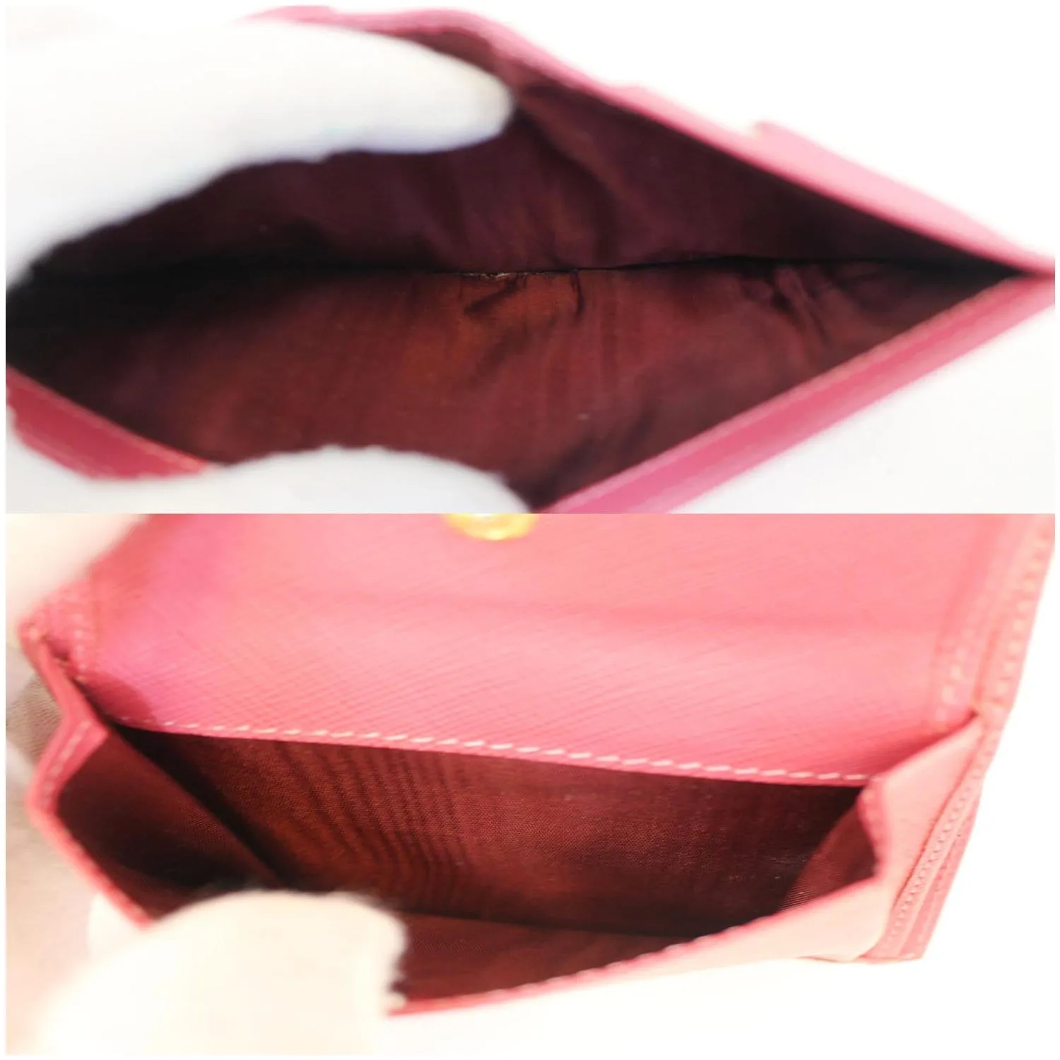 PRADA Saffiano Bi-Fold Card Wallet Red