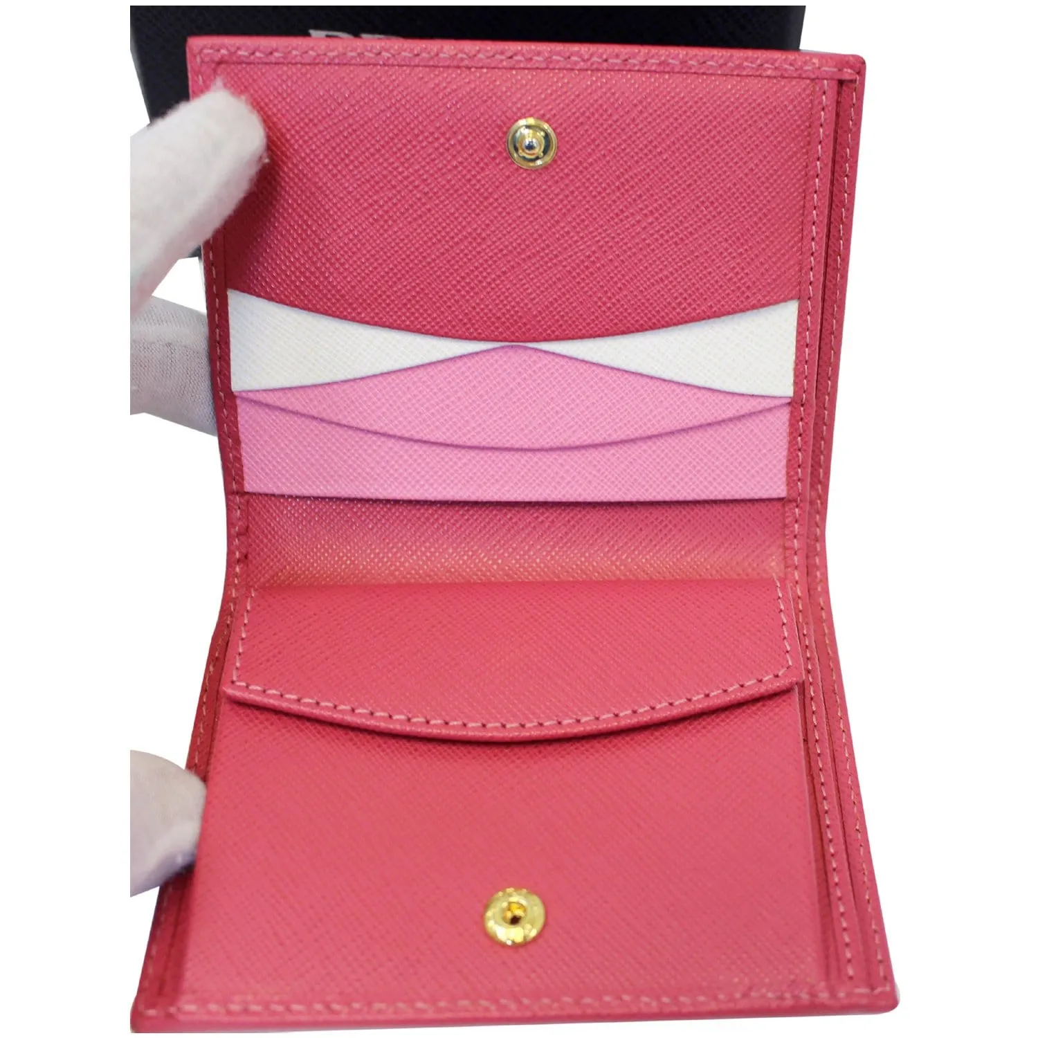 PRADA Saffiano Bi-Fold Card Wallet Red