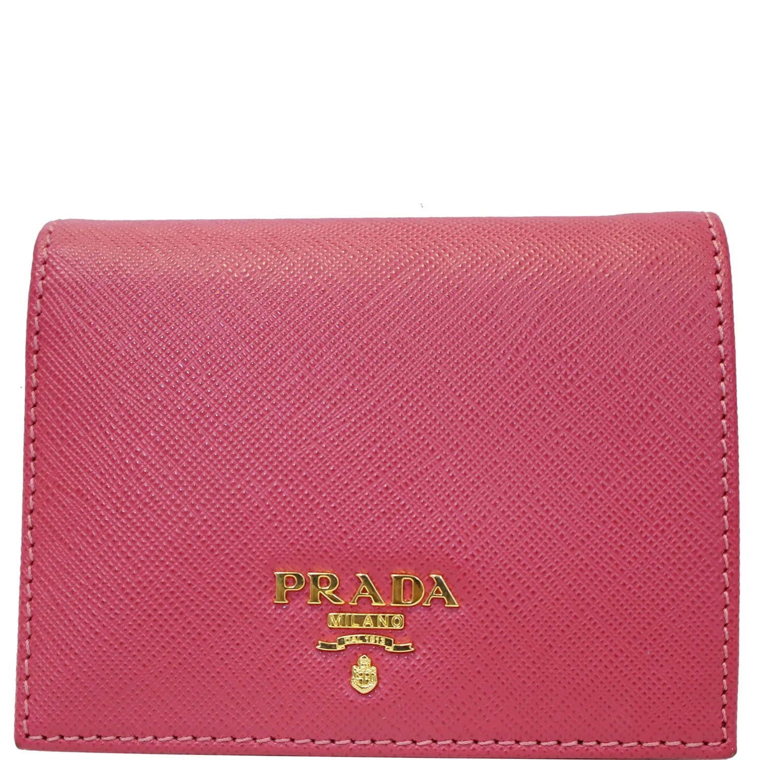PRADA Saffiano Bi-Fold Card Wallet Red