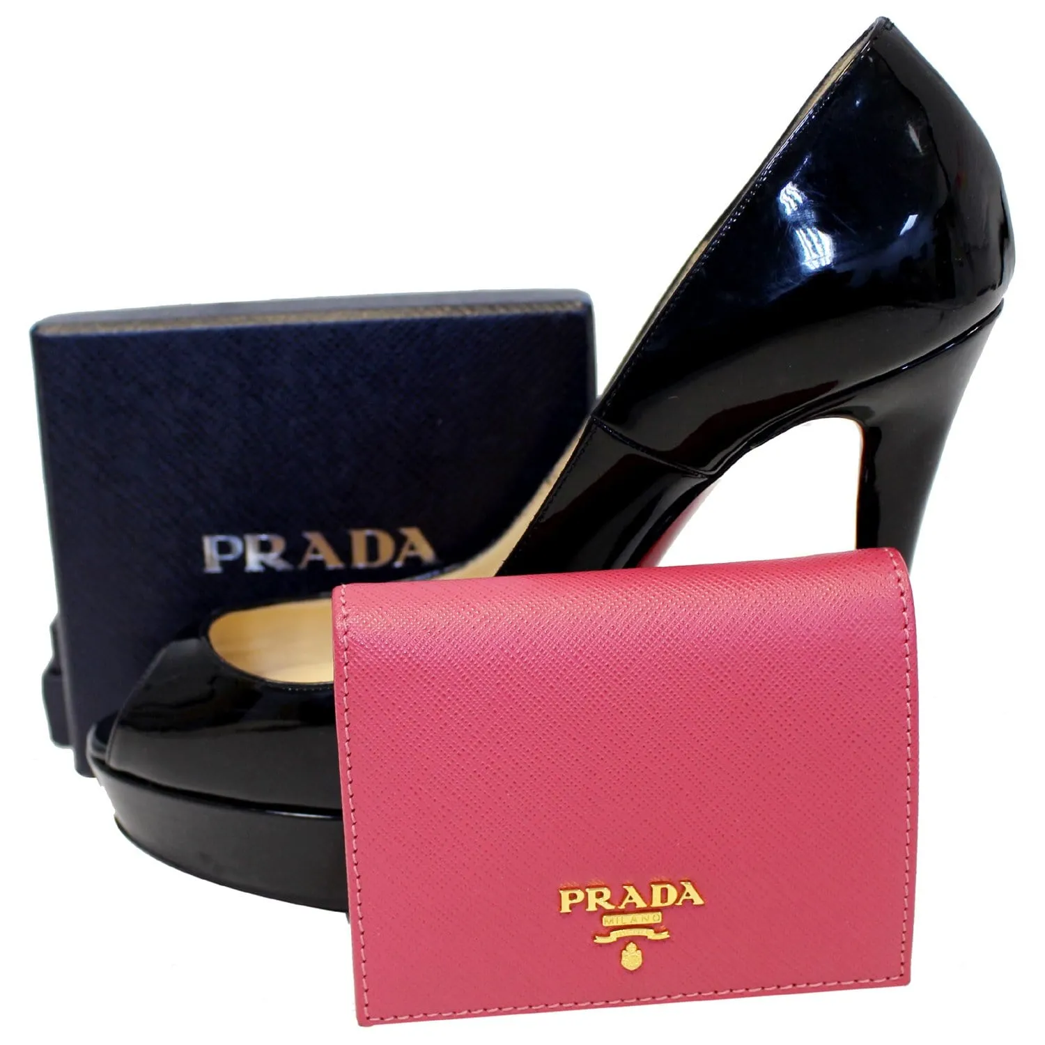 PRADA Saffiano Bi-Fold Card Wallet Red