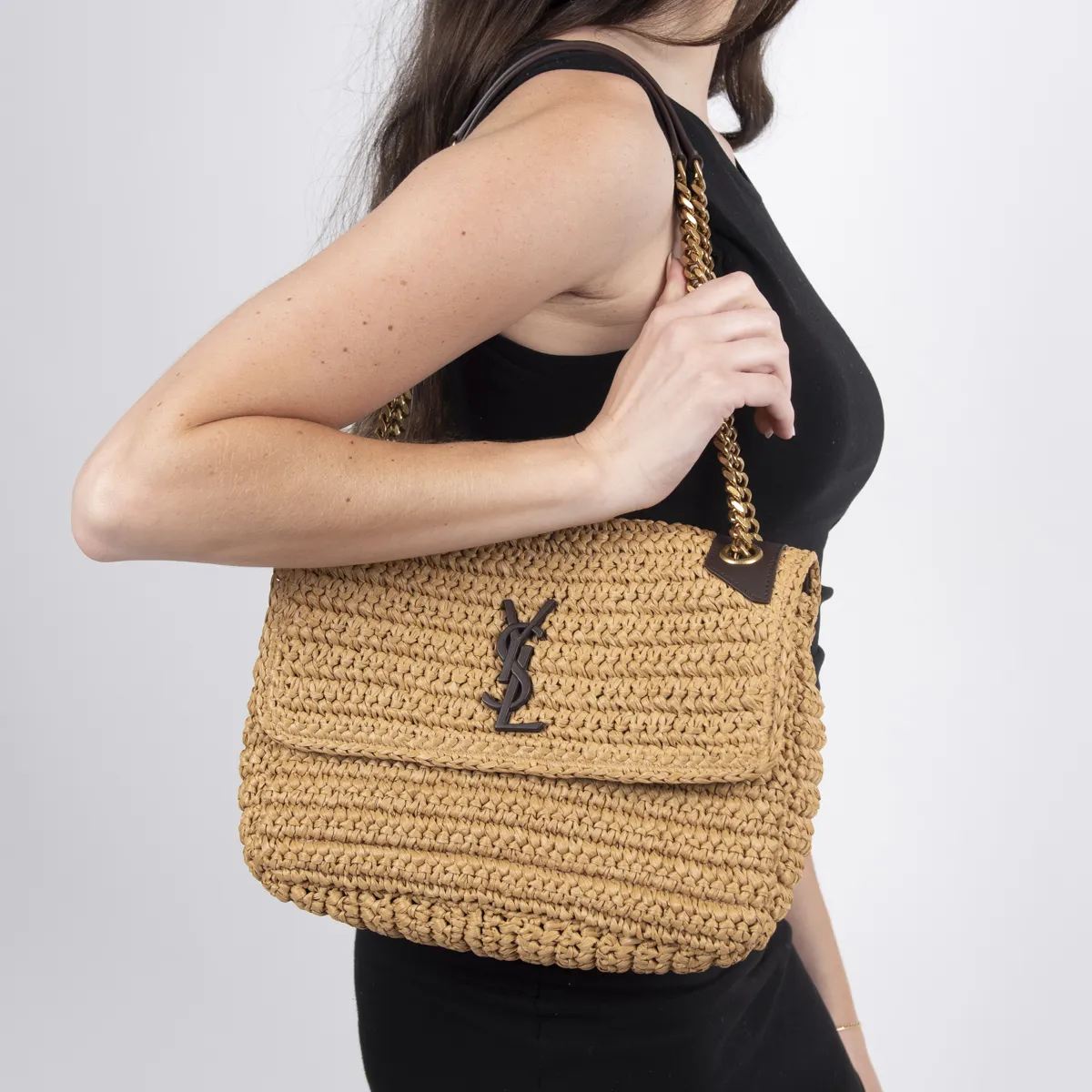 Pre-Owned Yves Saint Laurent Medium Niki In Raffia