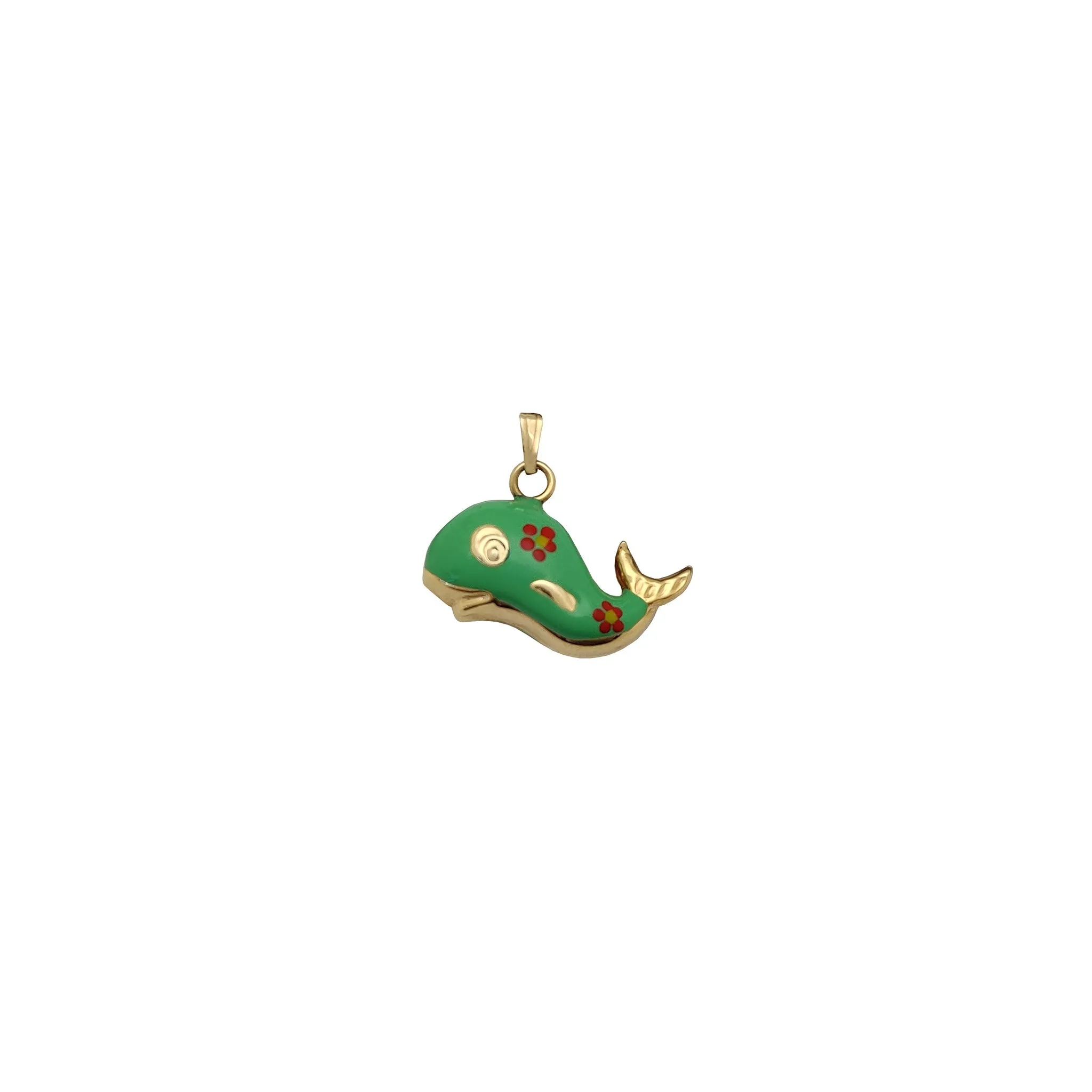 Puffy Colorful Whale Pendant (14K)