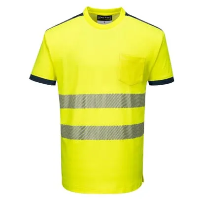 PW3 Segmented Hi Vis Tee Shirt with Pocket RIS 3279 Portwest T181