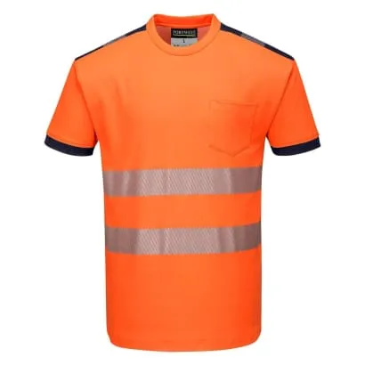 PW3 Segmented Hi Vis Tee Shirt with Pocket RIS 3279 Portwest T181