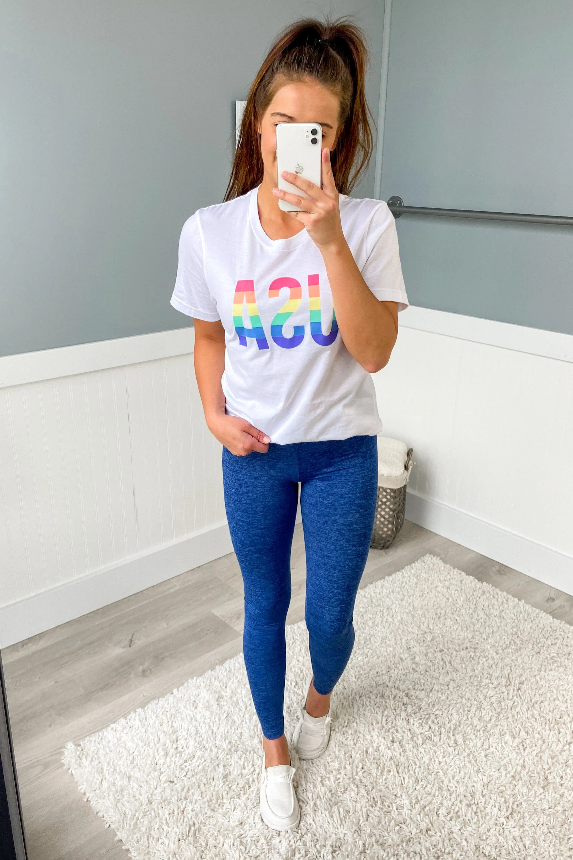 "USA" Colorful Graphic Tee- White