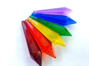 Rainbow Icicle Chandelier Crystals 80mm Pendants 6 Pack