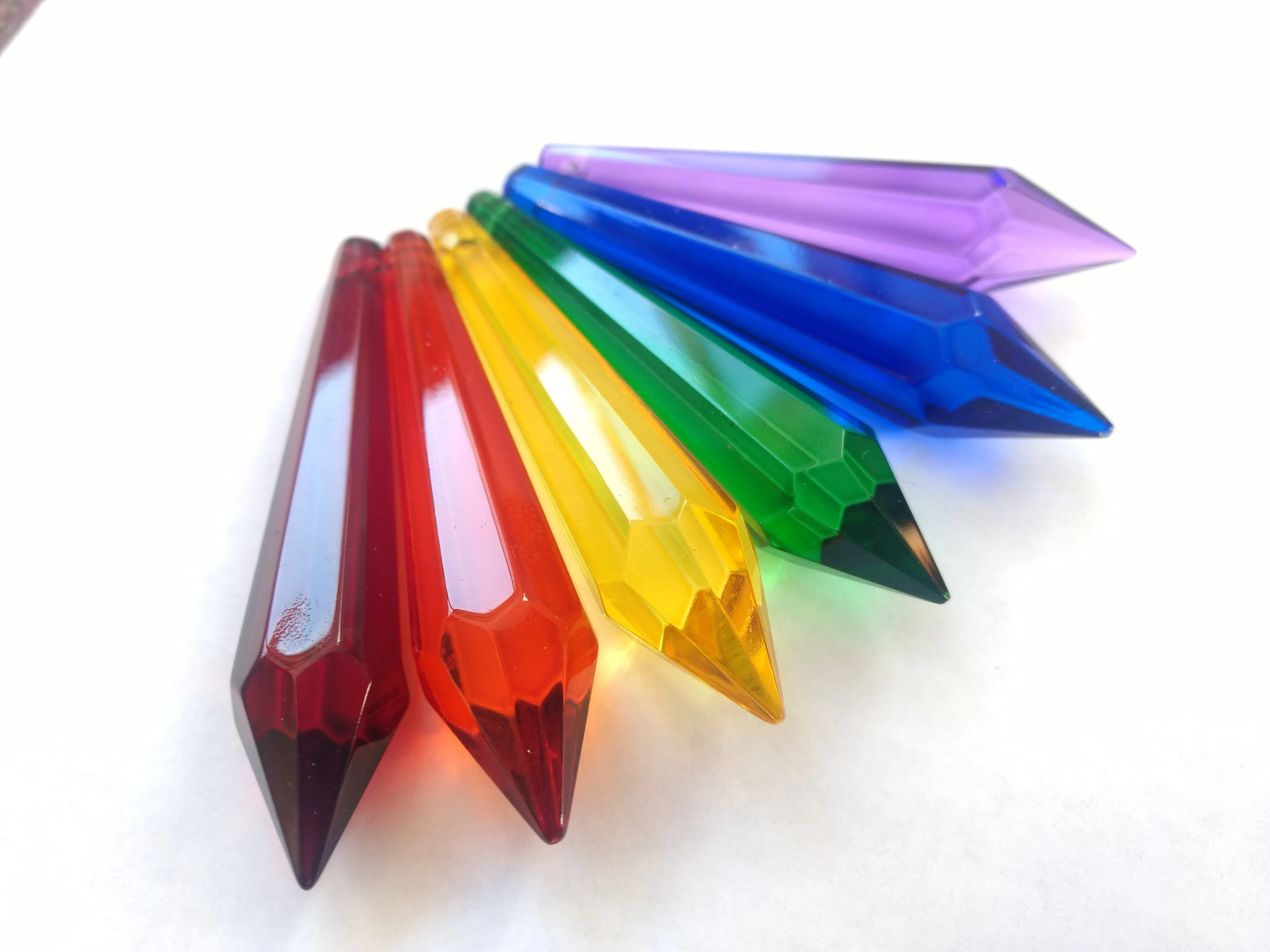 Rainbow Icicle Chandelier Crystals 80mm Pendants 6 Pack