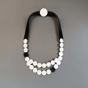 Raindrop White leather collar necklace