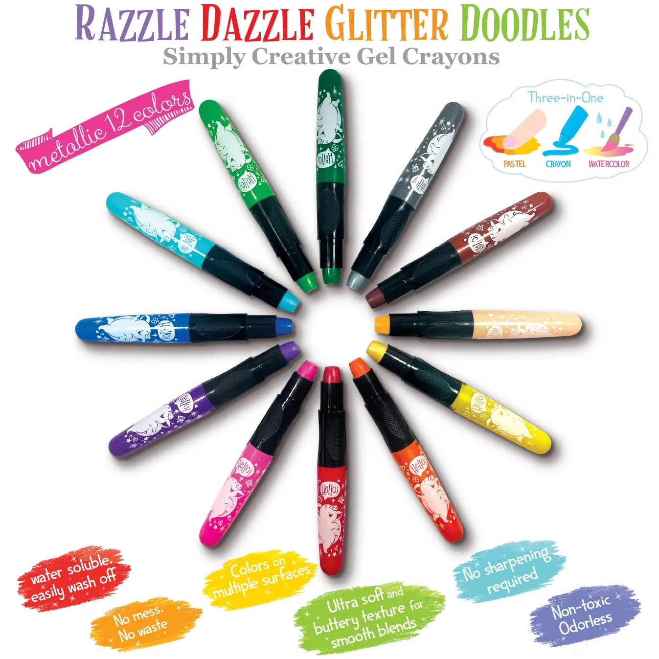 Razzle Dazzle Glitter Doodle Gel Crayons - Space Adventure