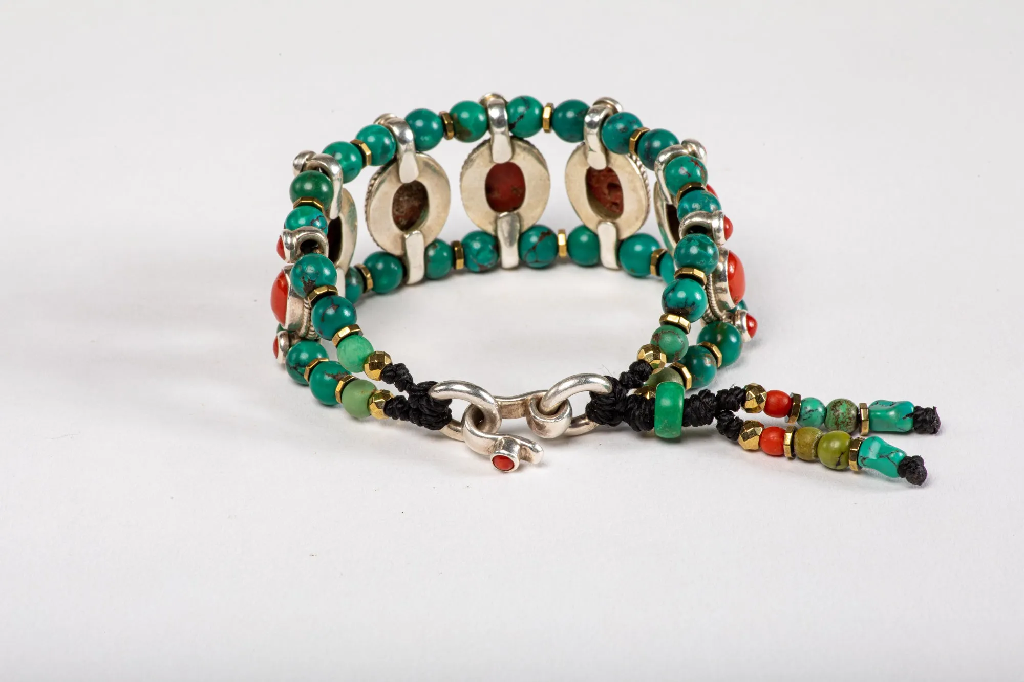 Red coral Setting Bracelet  with Turquoise