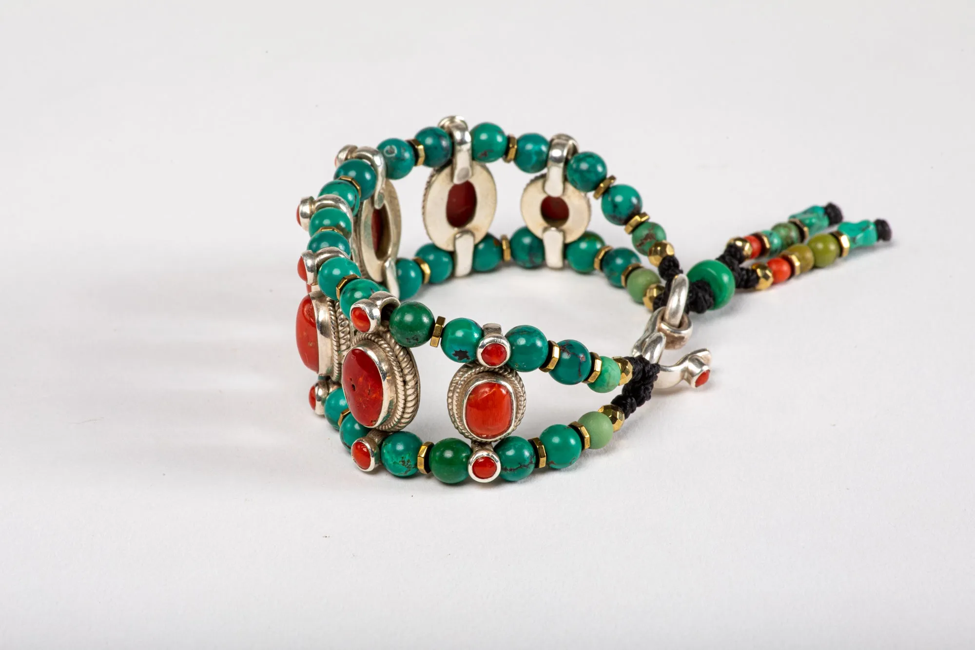 Red coral Setting Bracelet  with Turquoise