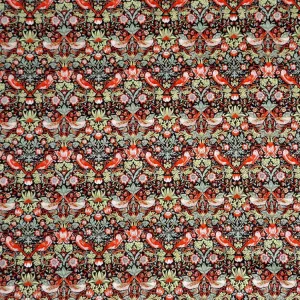 RED, GREEN & BLACK 'STRAWBERRY THIEF' LIBERTY LAWN COTTON POCKET SQUARE HANDKERCHIEF