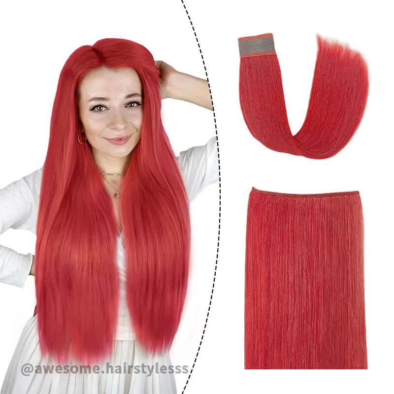 Red Halo Human Hair Extension For Thin Hair Full Volume