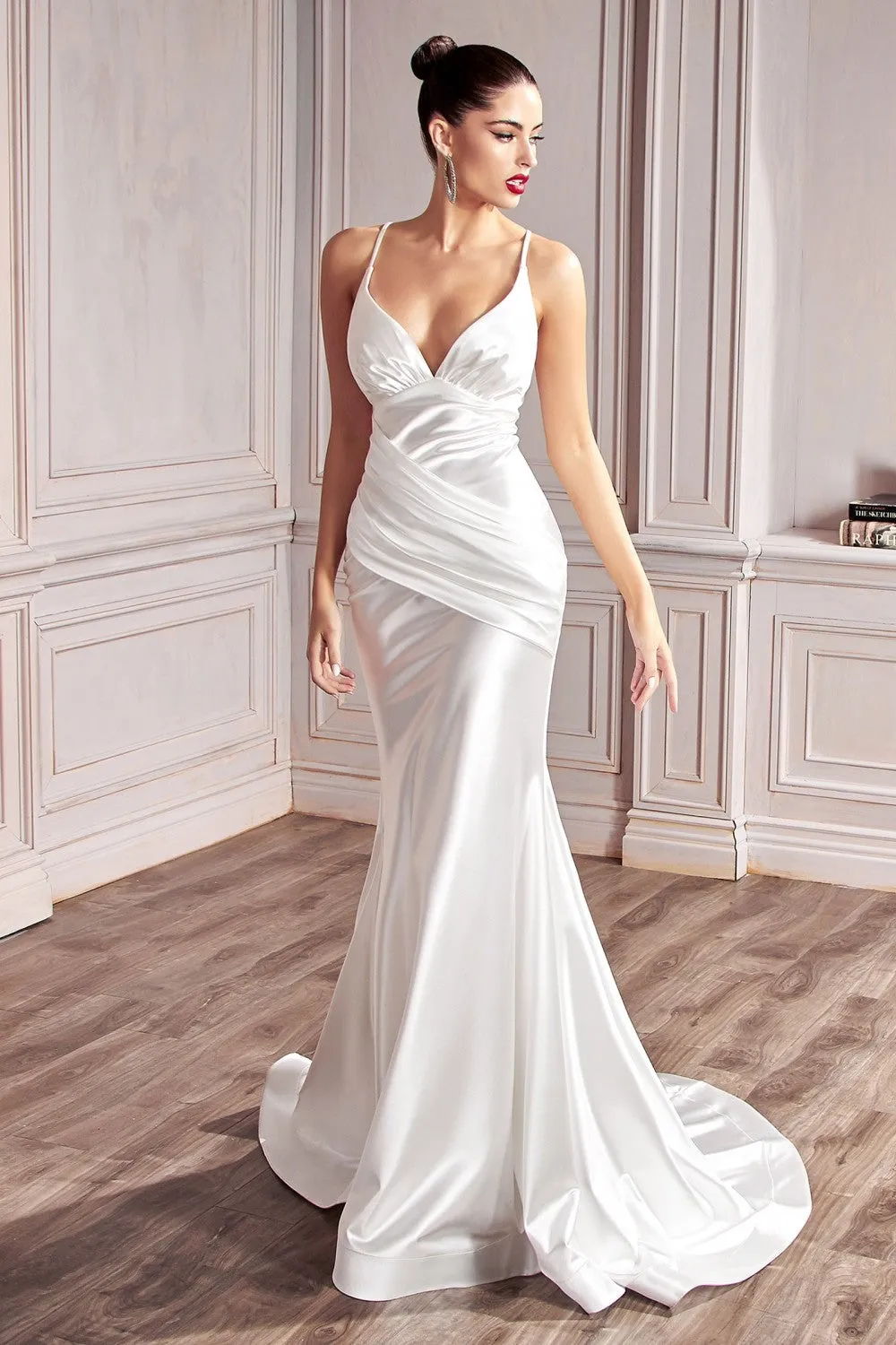 Renee Satin Old Hollywood Style Wedding Dress 740236WR-White