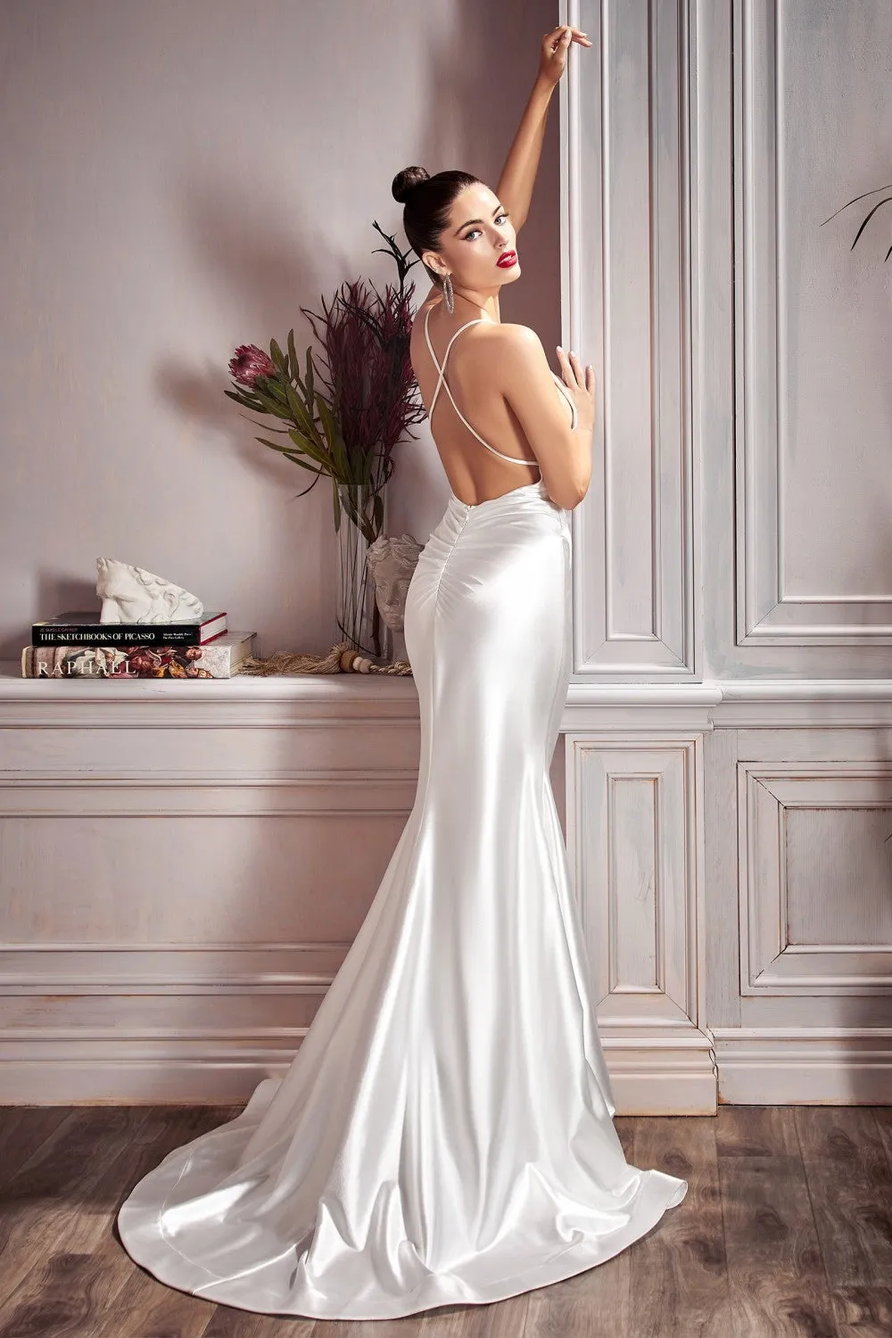 Renee Satin Old Hollywood Style Wedding Dress 740236WR-White