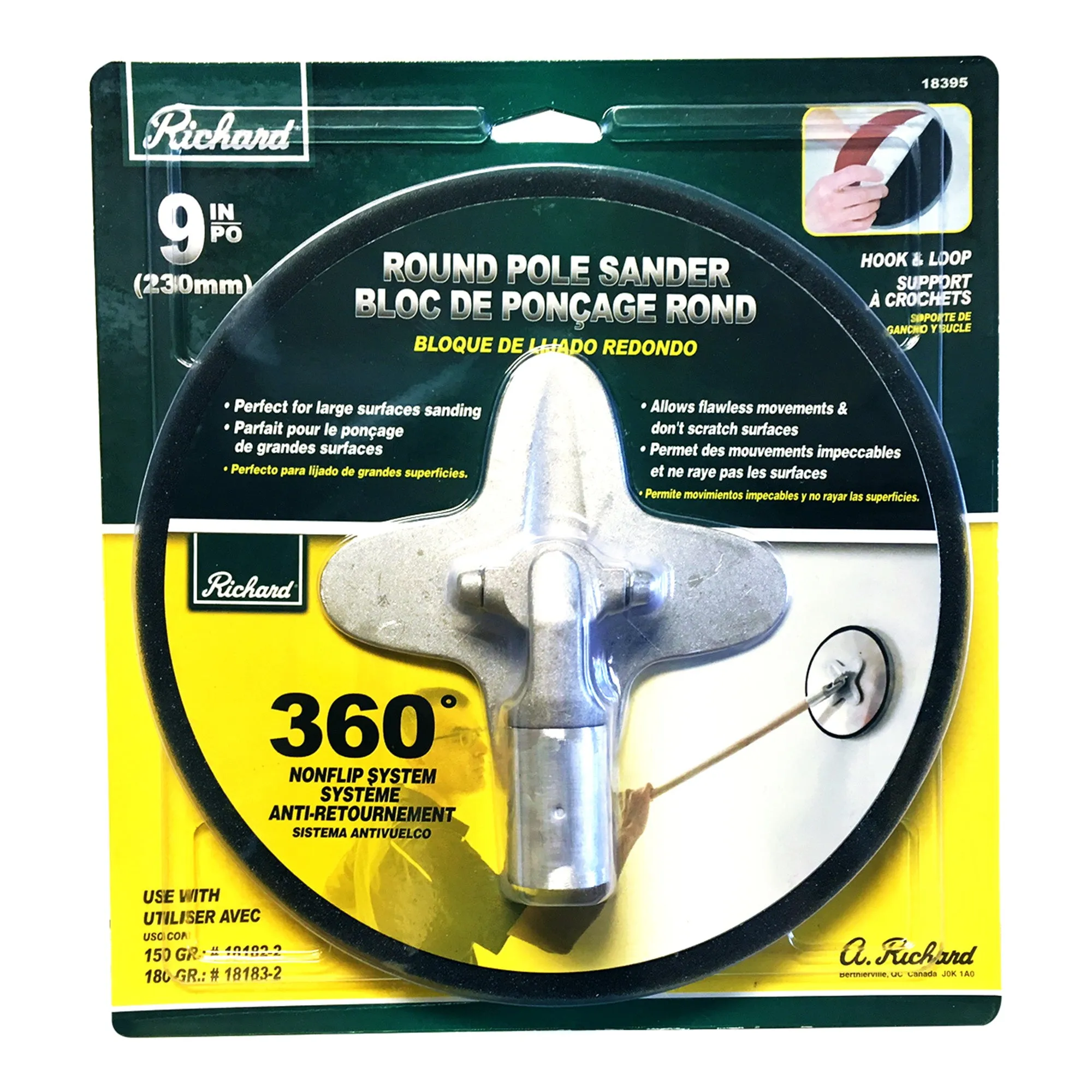 Richard 9" Round Pole Sander with Velcro