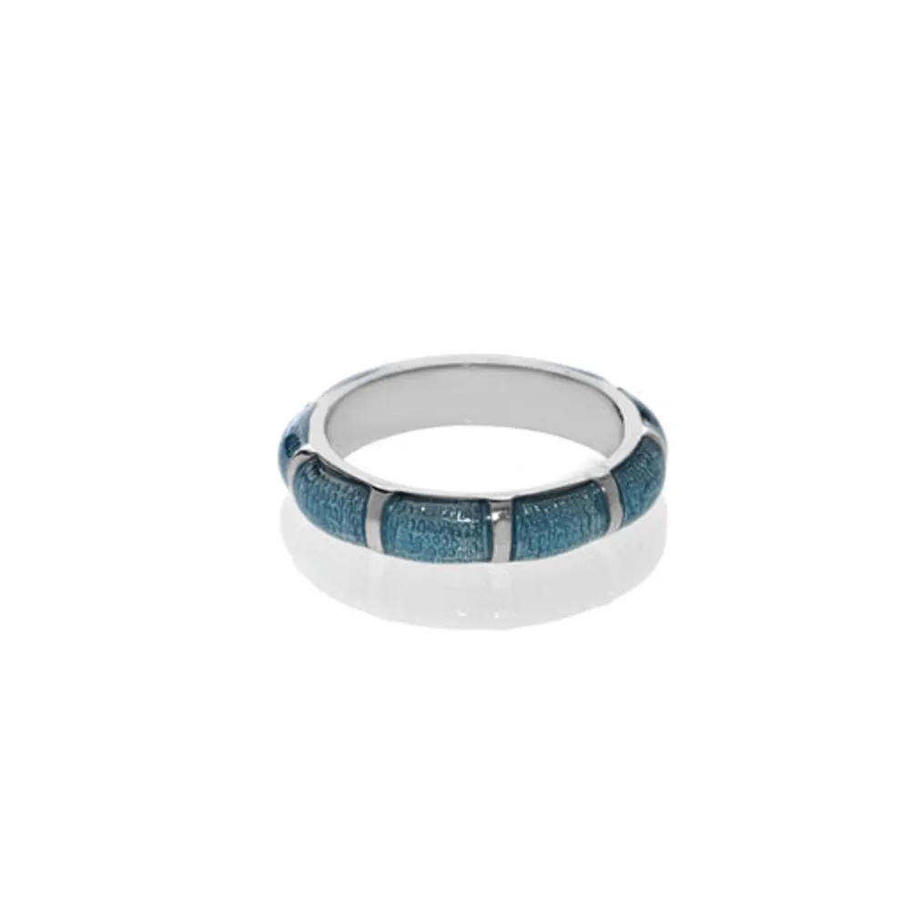 Robin Egg Blue Snakeskin Segmented Bamboo Ring