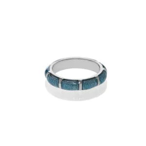 Robin Egg Blue Snakeskin Segmented Bamboo Ring
