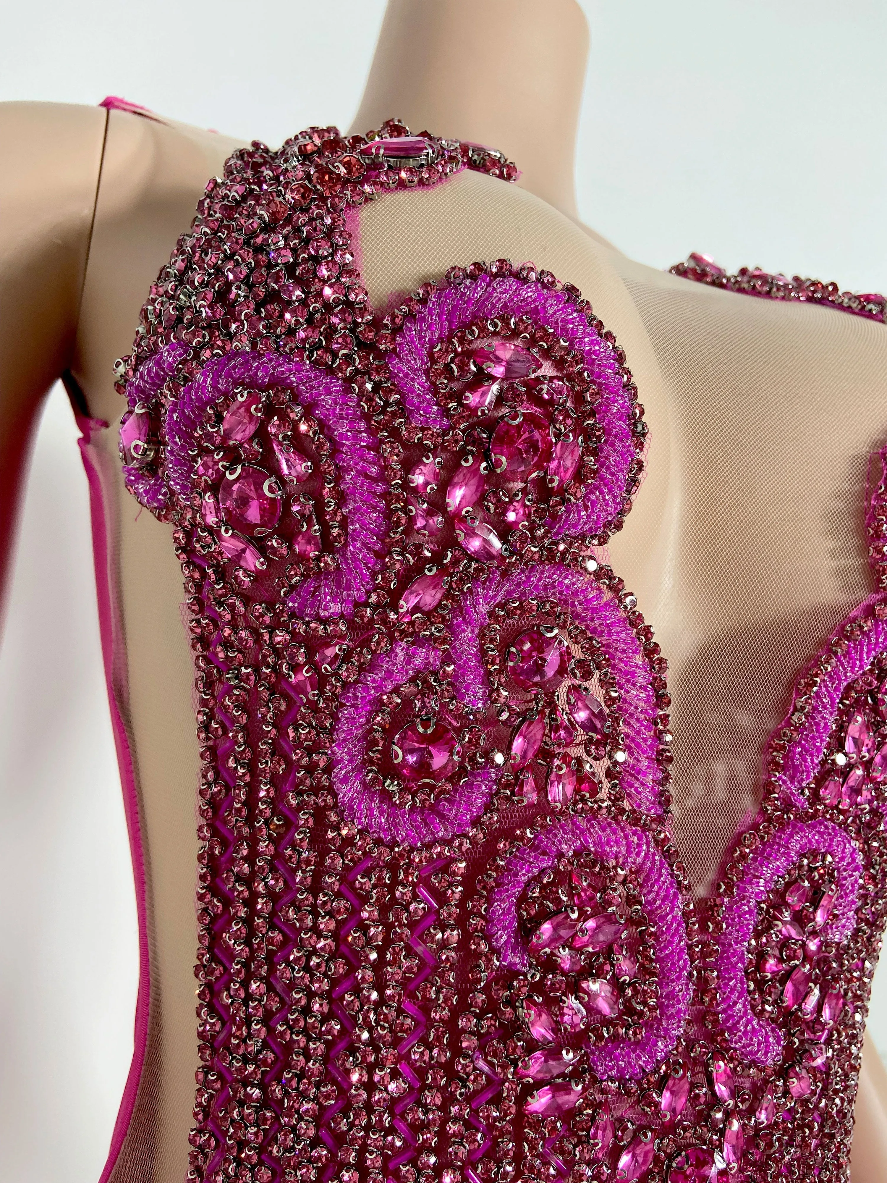 Rose Gold Sheer Elegance Mini Dress