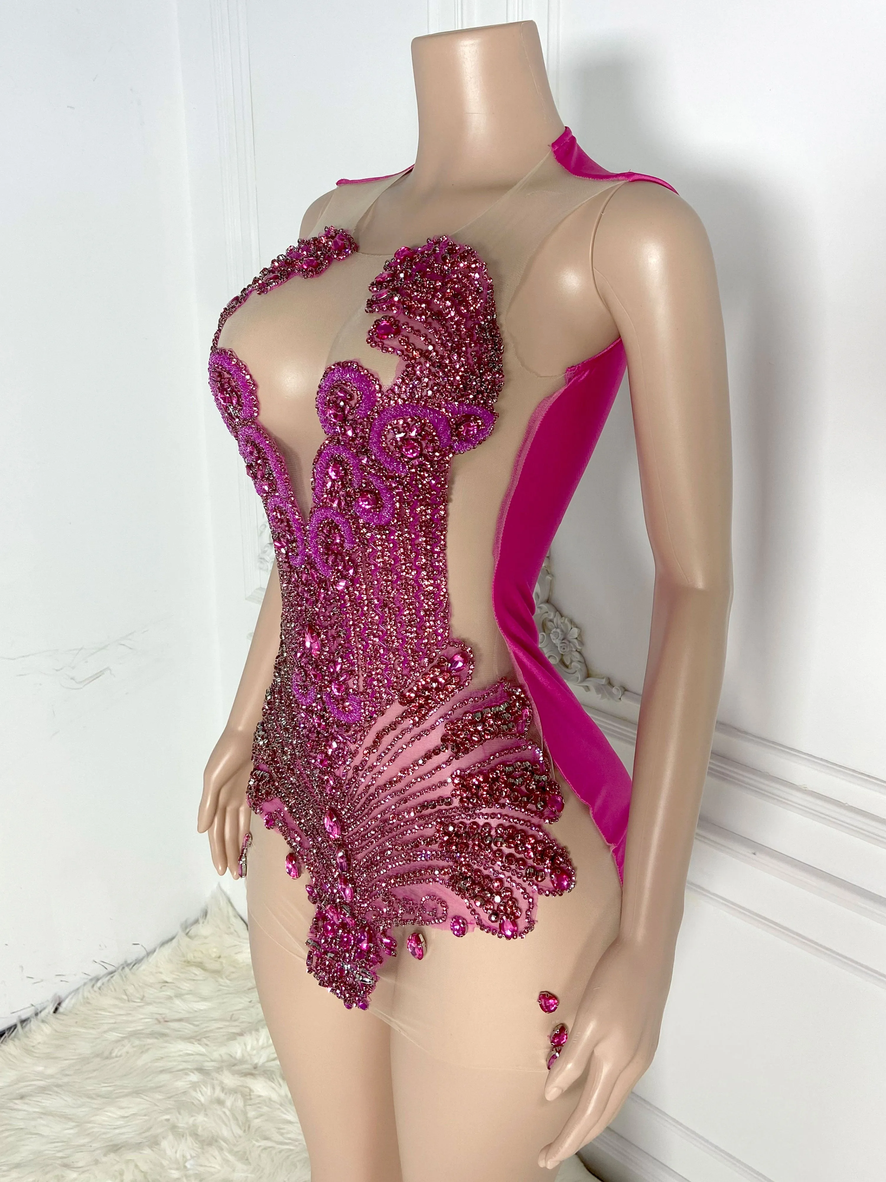 Rose Gold Sheer Elegance Mini Dress