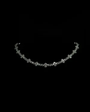 Rounded Cross Pave Star Chain in White Gold