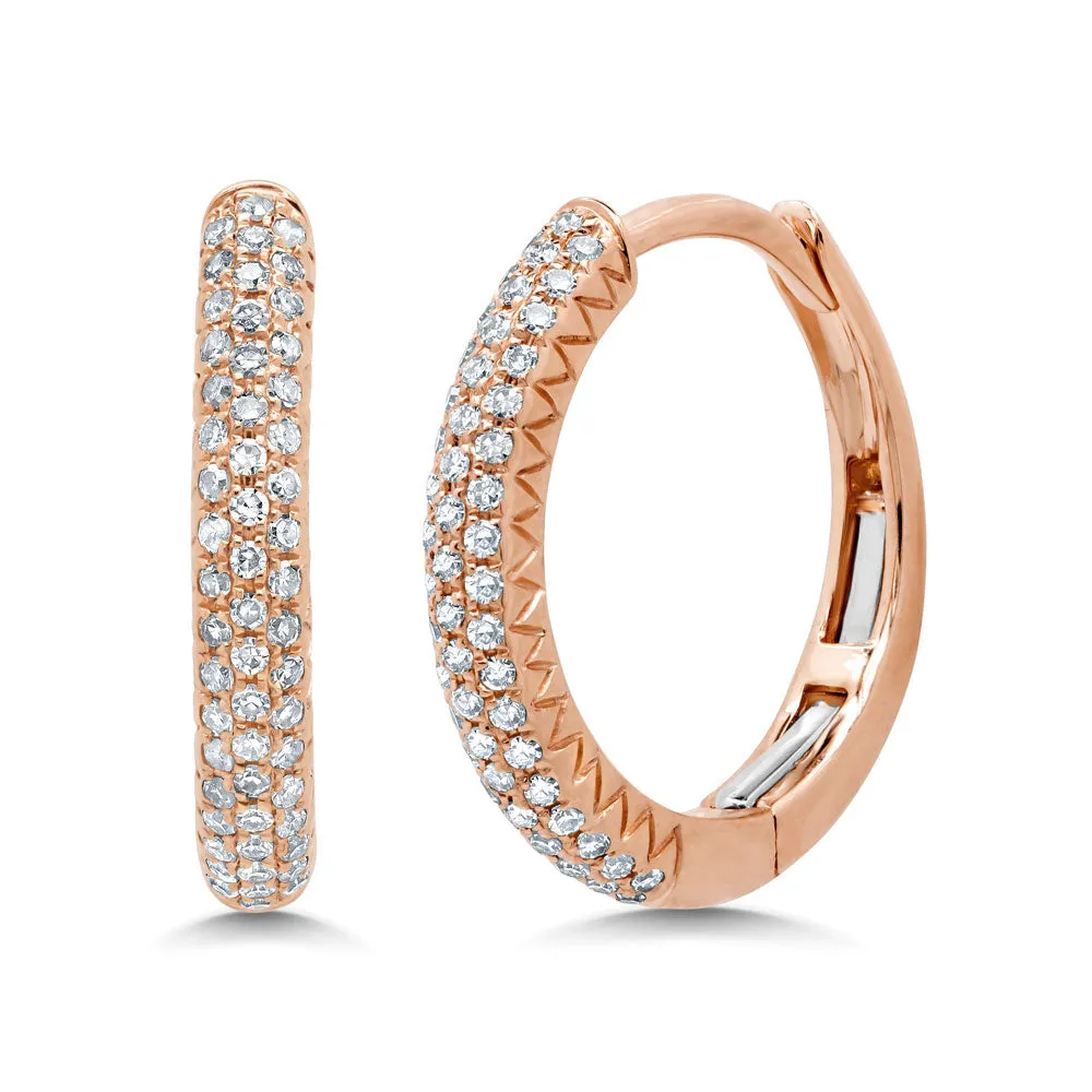 Rounded Diamond Huggie Earrings