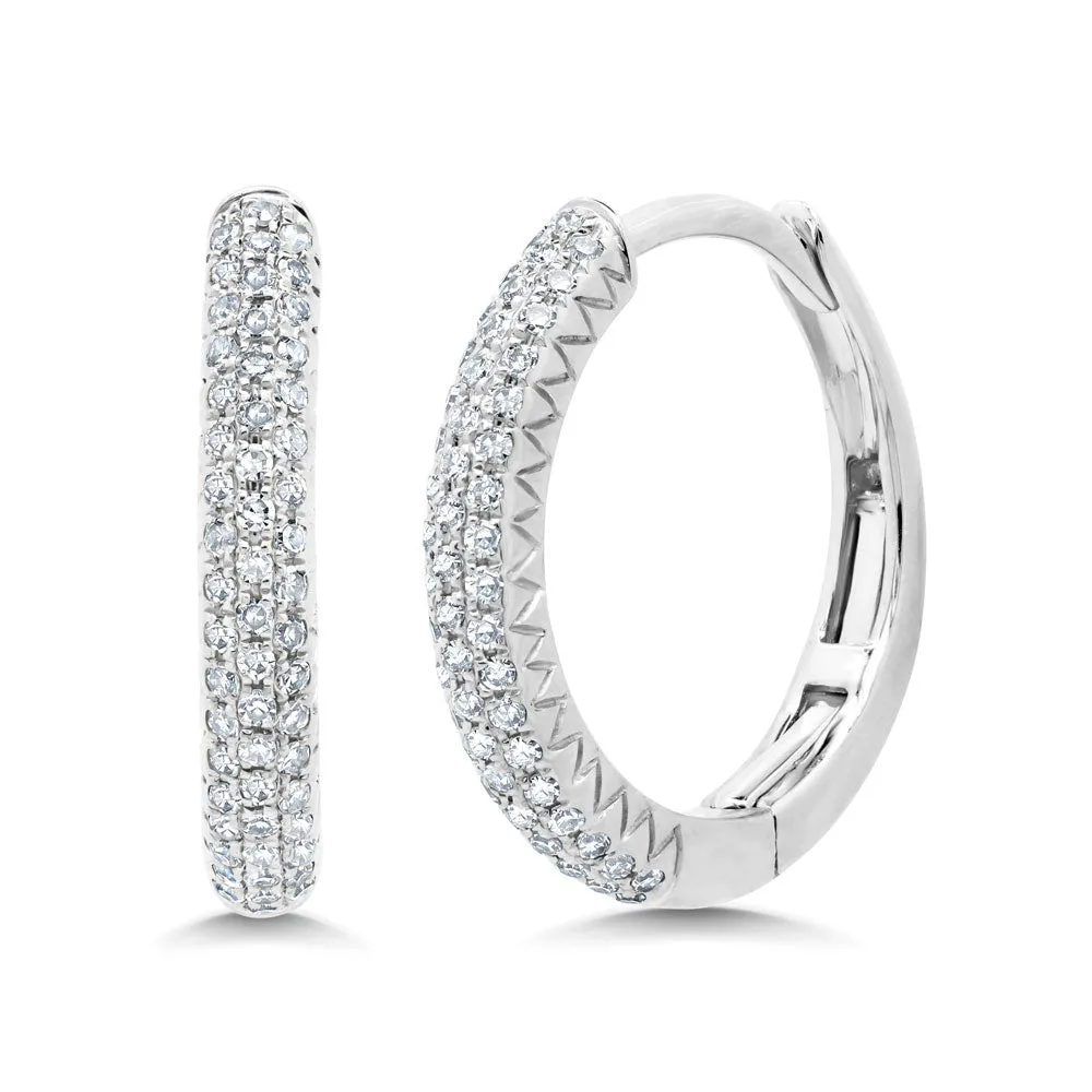 Rounded Diamond Huggie Earrings
