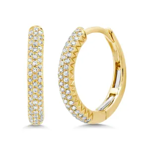 Rounded Diamond Huggie Earrings