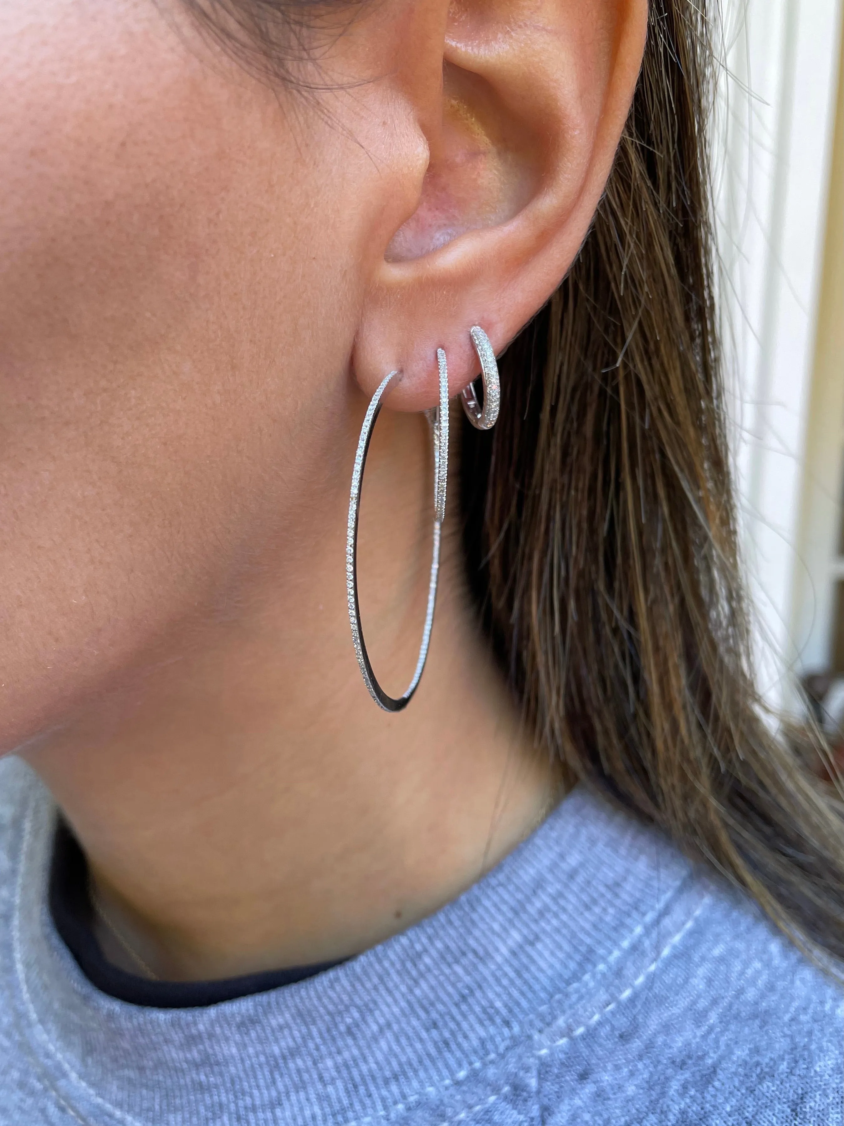 Rounded Diamond Huggie Earrings