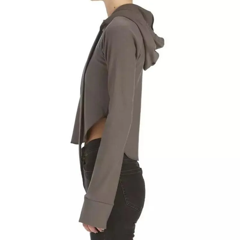 Rounded Hem Hooded Shirt