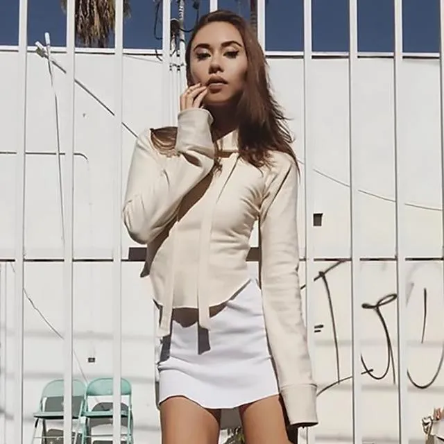 Rounded Hem Hooded Shirt