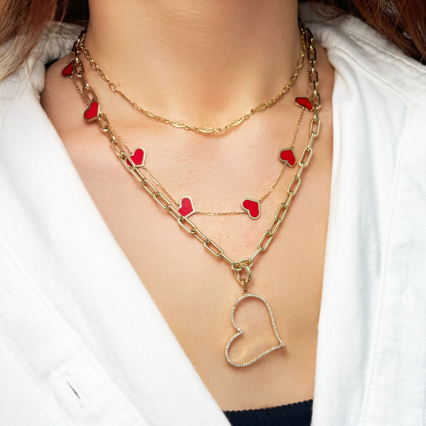 Rounded Rectangle Paperclip Link Chain Necklace
