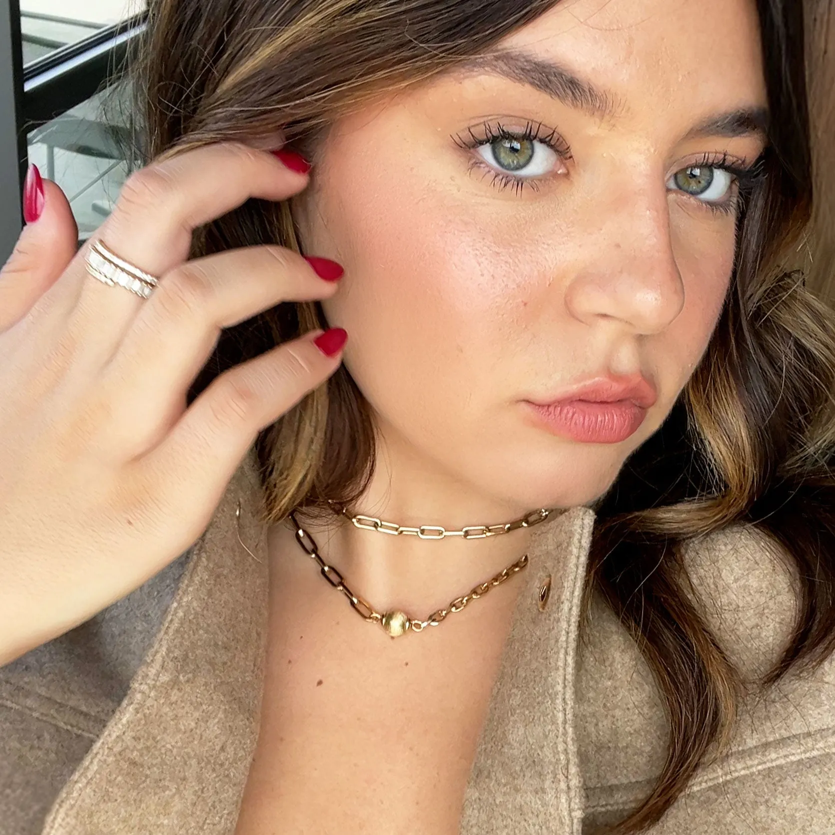 Rounded Rectangle Paperclip Link Chain Necklace
