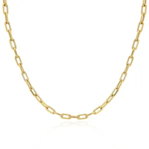 Rounded Rectangle Paperclip Link Chain Necklace