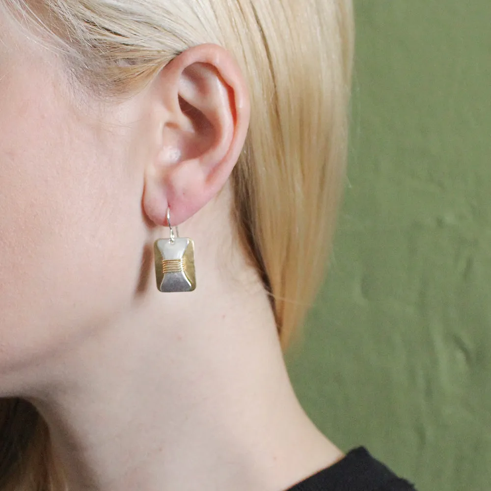 Rounded Rectangle with Wire Wrapped Hourglass Wire Earring