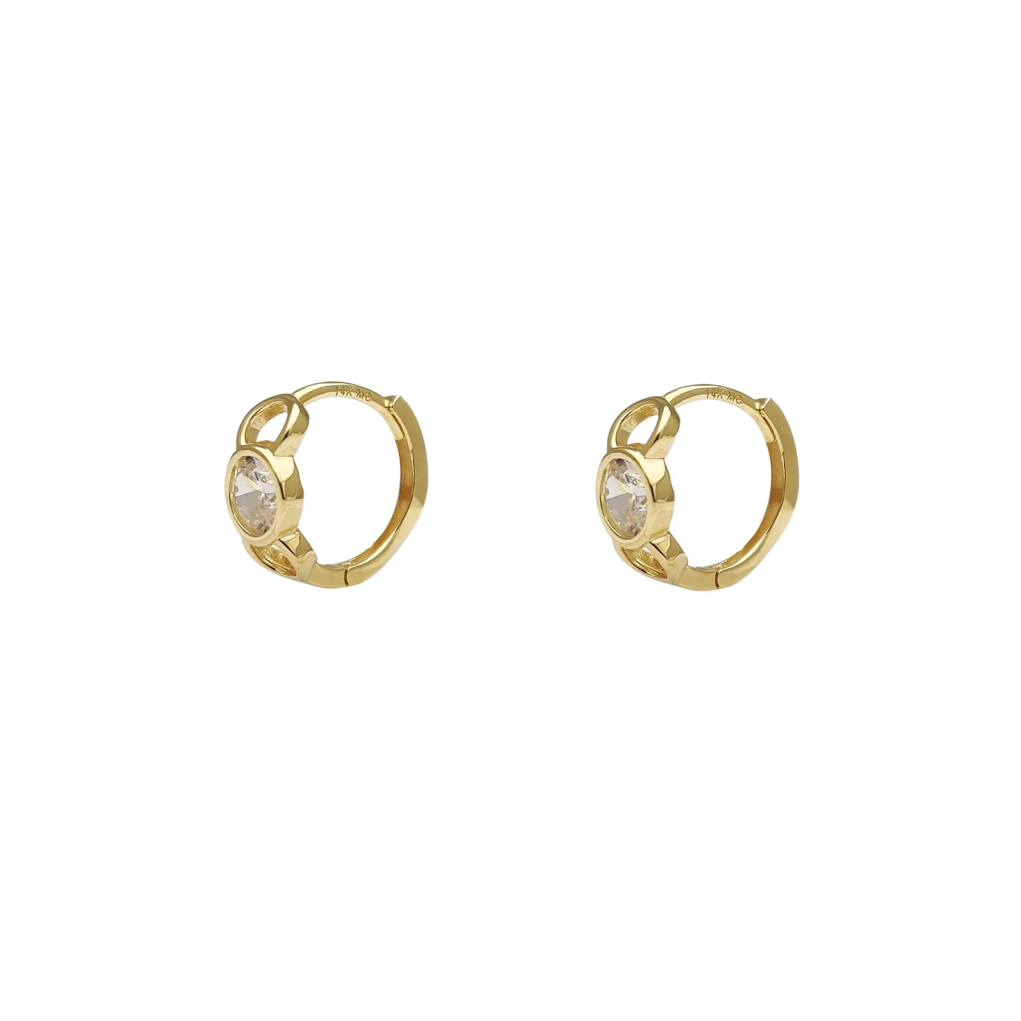 Rounded Sideways Bowtie Huggie Earrings (14K)