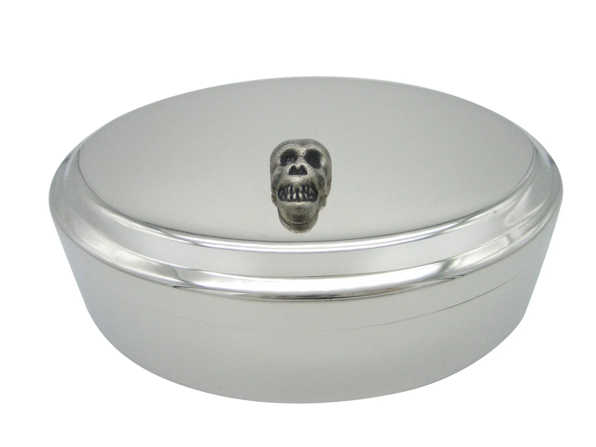 Rounded Skull Pendant Oval Trinket Jewelry Box