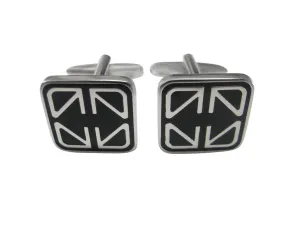 Rounded Square Black Line Cufflinks