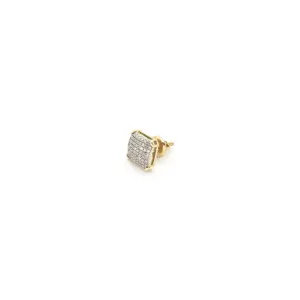 Rounded Square Diamond Cluster Stud Earrings (10K)