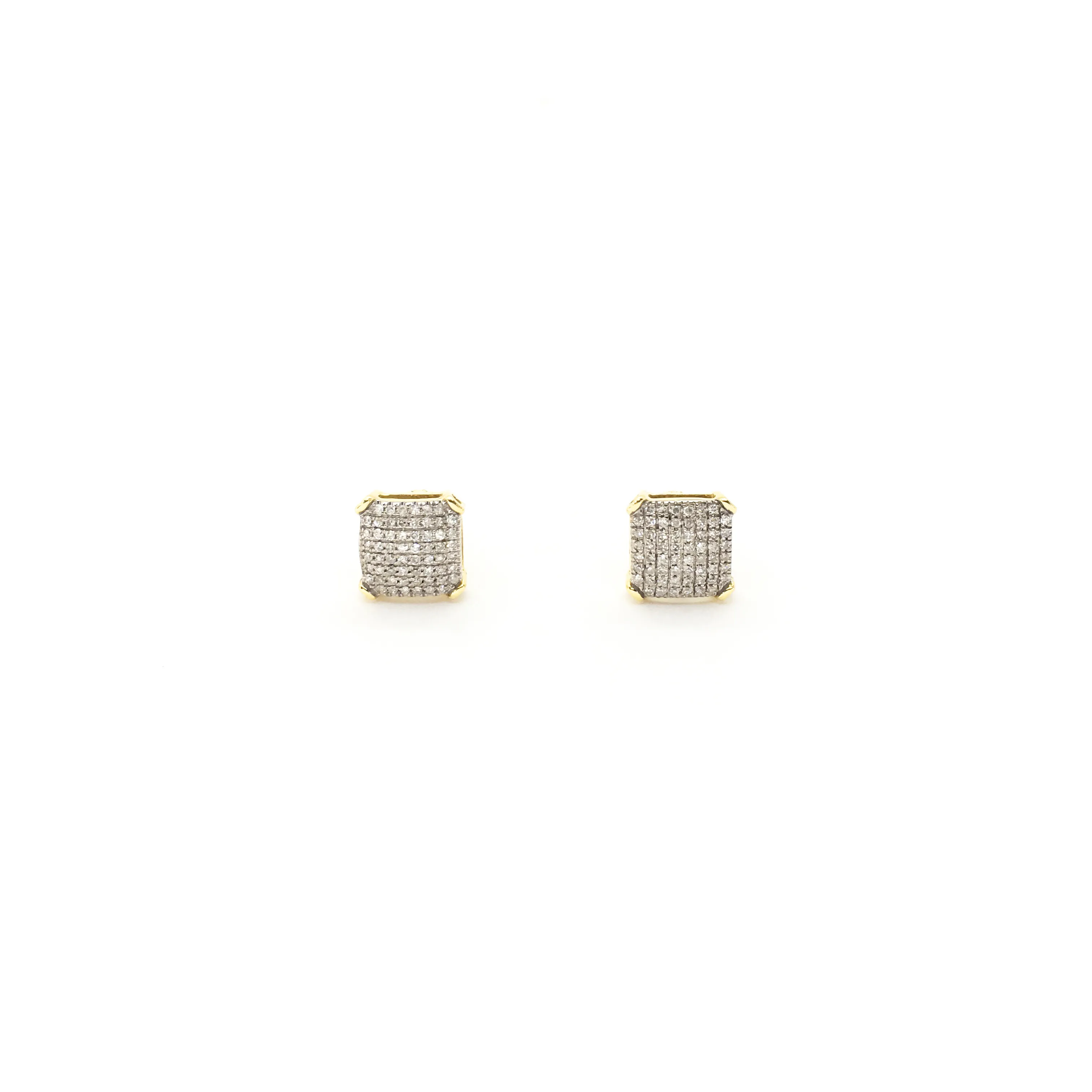 Rounded Square Diamond Cluster Stud Earrings (10K)