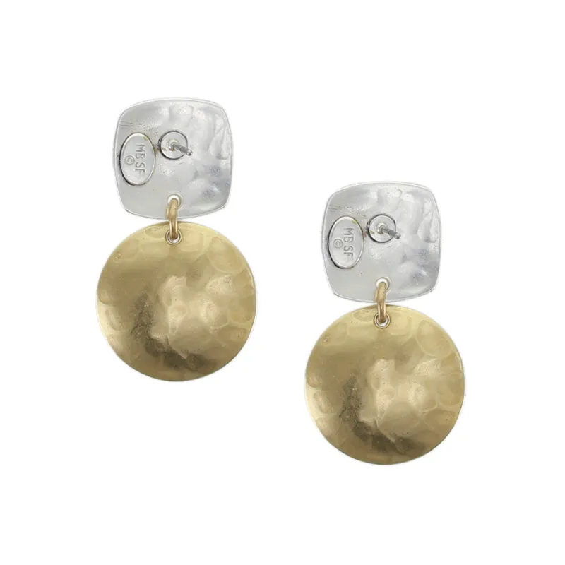 Rounded Square with Dished Disc Post Earring
