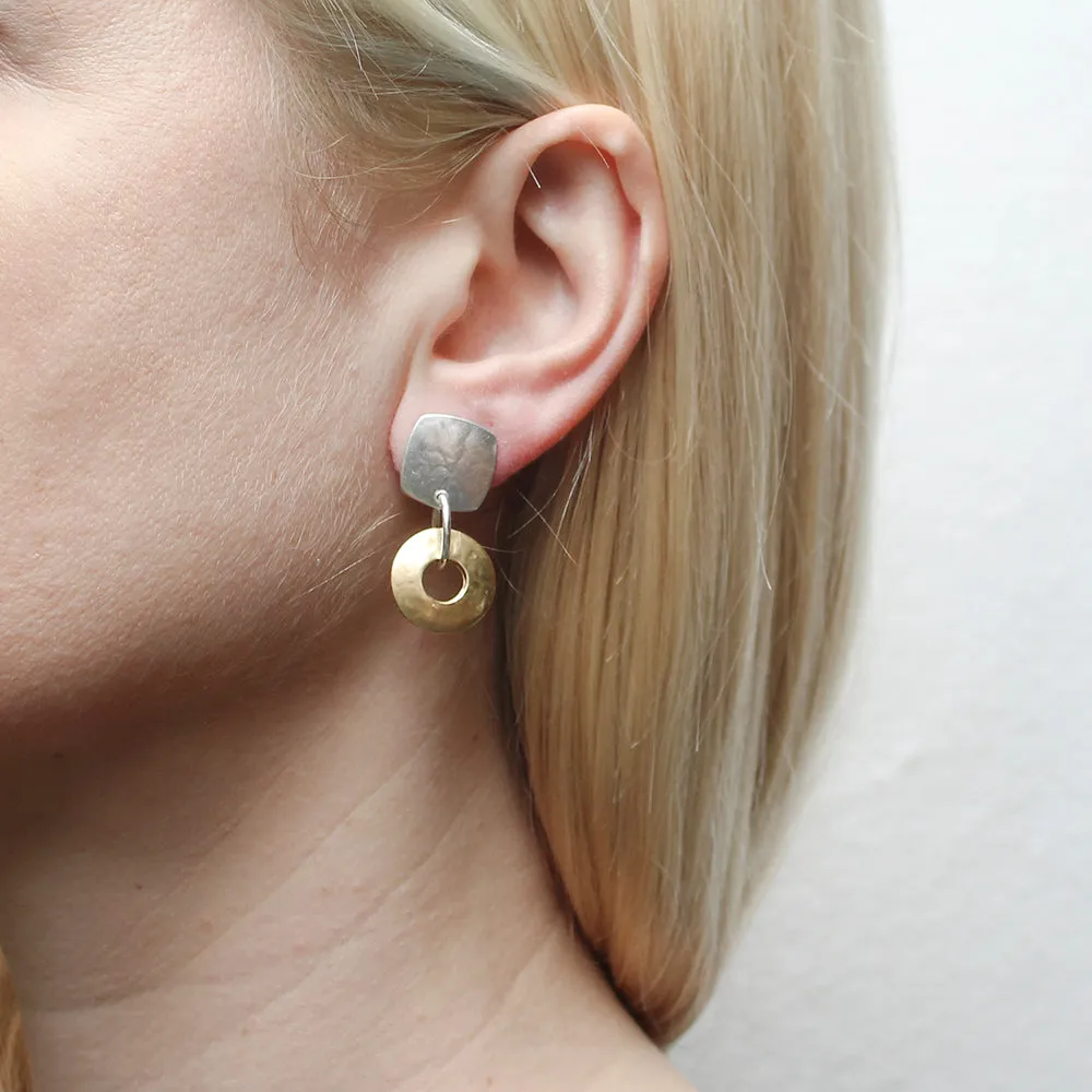 Rounded Square with Donut Post Earring