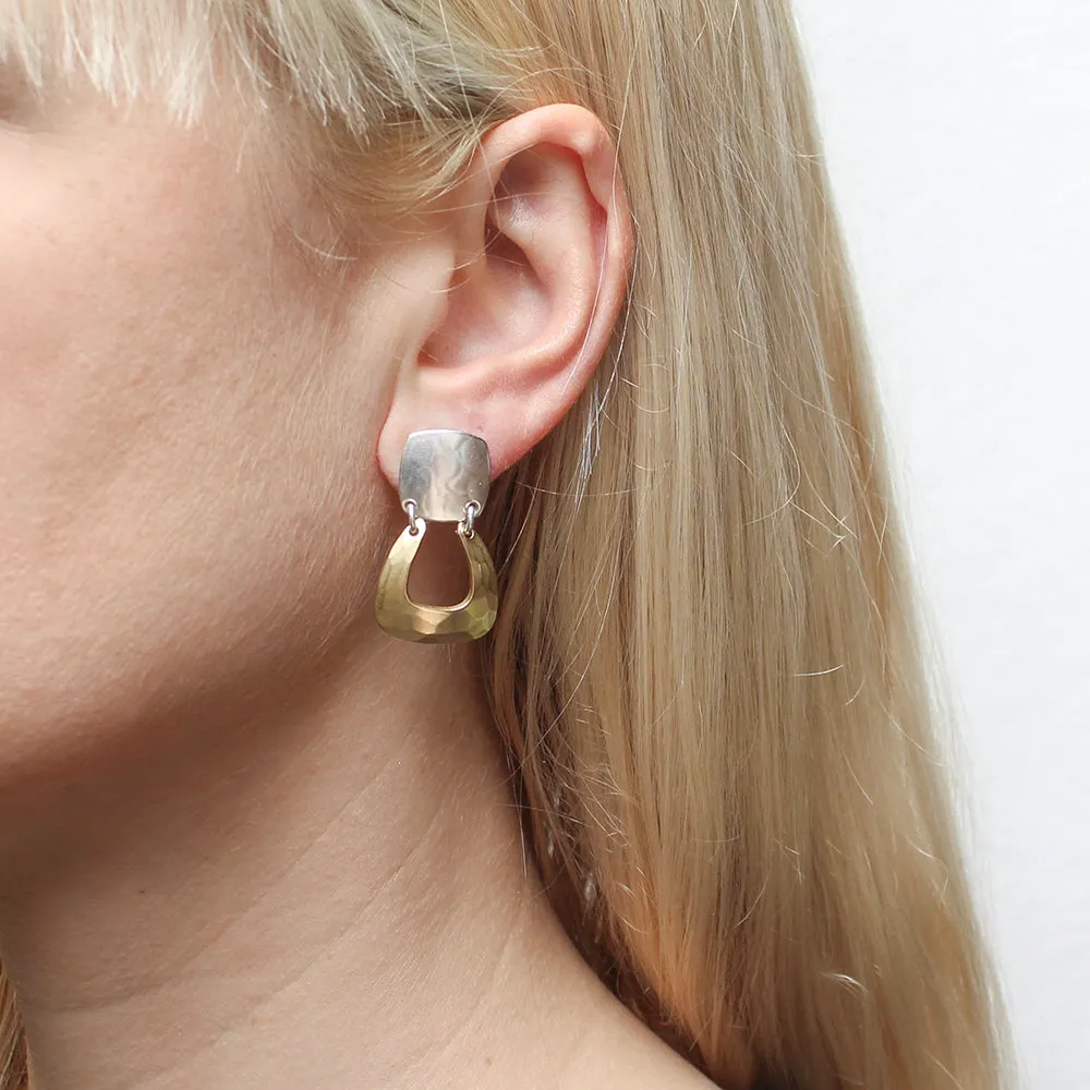 Rounded Square with Horseshoe Post Earring